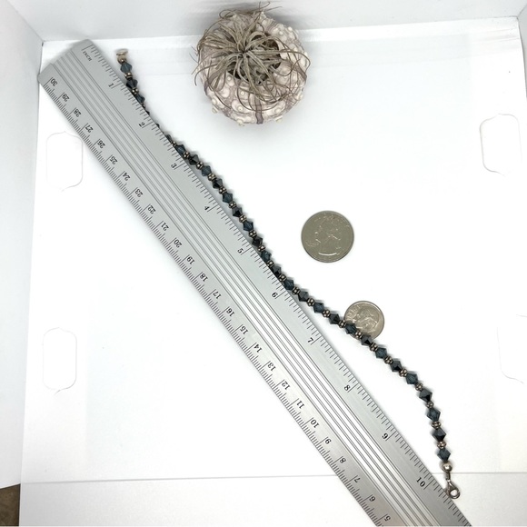 Two Tone Blue Bicone Beaded Bracelet / Anklet! Sterling Silver 925 - Picture 6 of 7